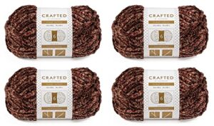 crafted by catherine tonal velvet yarn - 4 pack, red brown, gauge 6 super bulky