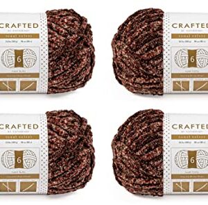 Crafted By Catherine Tonal Velvet Yarn - 4 Pack, Red Brown, Gauge 6 Super Bulky