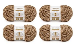 crafted by catherine heathered velvet yarn - 4 pack, tan, gauge 6 super bulky