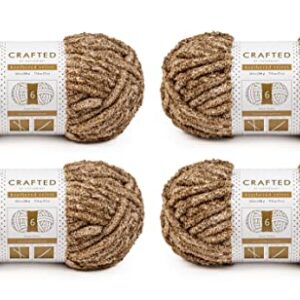 Crafted By Catherine Heathered Velvet Yarn - 4 Pack, Tan, Gauge 6 Super Bulky