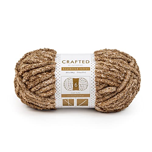 Crafted By Catherine Heathered Velvet Yarn - 4 Pack, Tan, Gauge 6 Super Bulky