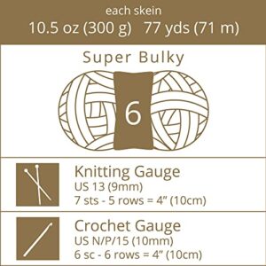 Crafted By Catherine Heathered Velvet Yarn - 4 Pack, Tan, Gauge 6 Super Bulky