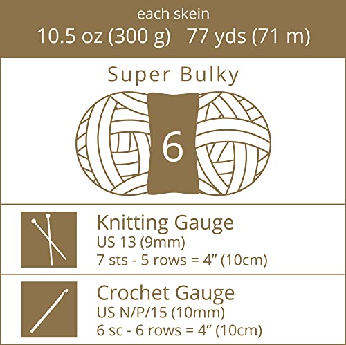 Crafted By Catherine Heathered Velvet Yarn - 4 Pack, Tan, Gauge 6 Super Bulky