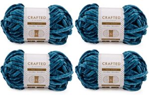 crafted by catherine luxe velvet solid yarn - 4 pack (98 yards each skein), dark teal, gauge 6 super bulky