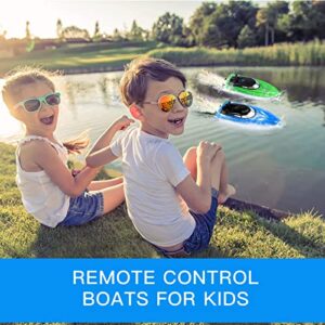 Lumiparty 2PACK RC Boat,Remote Control Boats for Kids and Adults,10km/H 2.4G High Speed Remote Control Boat, Fast RC Boats for Pools and Lakes with 4 Rechargeable Battery. (Blue Green)