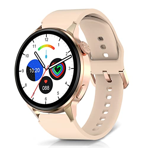 EKTON Smart Watches for Men & Women - Smart Watch for Android Phones, Make/Answer Calls, Messaging, Voice Assistant, NFC Functions, Wireless Charging, Long Battery Life, Rose Gold