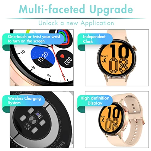 EKTON Smart Watches for Men & Women - Smart Watch for Android Phones, Make/Answer Calls, Messaging, Voice Assistant, NFC Functions, Wireless Charging, Long Battery Life, Rose Gold