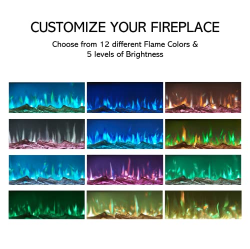 Alice 30" Electric Fireplace Inserts Recessed, Wall Mounted Fireplace LED Fireplace with 12 Flame Colors, Touch Screen, Remote Control, Timer, Carbon & Crystal Stones 500W/1500W - 30 inches