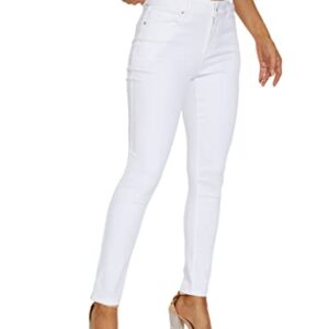 LICTZNEE Womens Skinny Jeans Mid Rise, Denim Stretchy Jeggings Butt Lifting Pants with Pockets White(10)