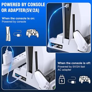 PS5 Stand Cooling Fan with 4 Gears, Dual Fast PS5 Controller Charging Station with 13 Game Storage, PS5 Cooling Station PS5 Accessories Vertical Stand for Sony Playstation 5 Digital/Disc Edition