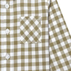 Gerber Baby and Toddler Boys Long Sleeve Button Up Plaid Shirt, Tan Plaid, 18 Months