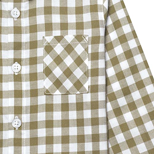 Gerber Baby and Toddler Boys Long Sleeve Button Up Plaid Shirt, Tan Plaid, 18 Months