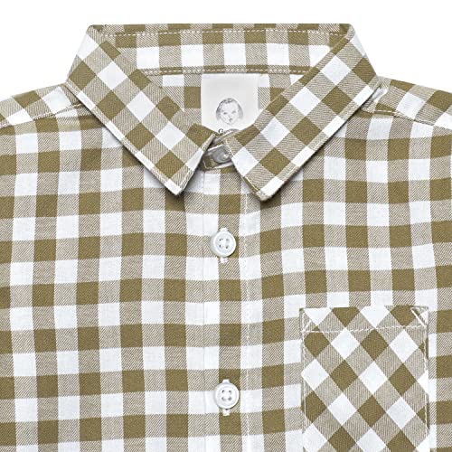 Gerber Baby and Toddler Boys Long Sleeve Button Up Plaid Shirt, Tan Plaid, 18 Months