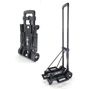 Folding Hand Truck Iron Tube Pull Rod Folding Cart Foldable Trolley with Wheels Utility Lightweight Expandable Large Chassis Foldable into Backpack,Portable Luggage Cart for Airport Travel