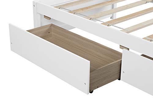 Manijind Twin Bed Wooden Bed Frame with Storage Drawer Single Bed Platform Solid Wood DayBed for Adults, Kids,Teens, No Box Spring Needed