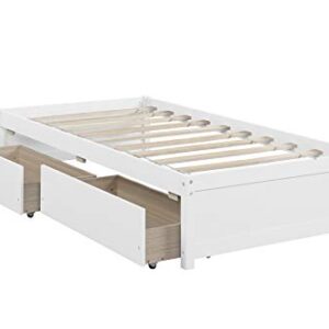 Manijind Twin Bed Wooden Bed Frame with Storage Drawer Single Bed Platform Solid Wood DayBed for Adults, Kids,Teens, No Box Spring Needed