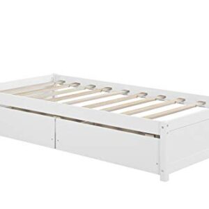 Manijind Twin Bed Wooden Bed Frame with Storage Drawer Single Bed Platform Solid Wood DayBed for Adults, Kids,Teens, No Box Spring Needed