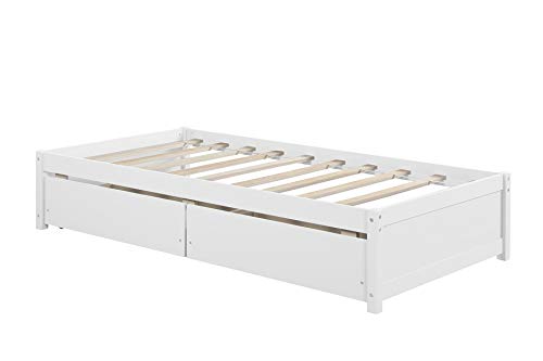 Manijind Twin Bed Wooden Bed Frame with Storage Drawer Single Bed Platform Solid Wood DayBed for Adults, Kids,Teens, No Box Spring Needed