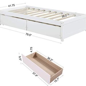 Manijind Twin Bed Wooden Bed Frame with Storage Drawer Single Bed Platform Solid Wood DayBed for Adults, Kids,Teens, No Box Spring Needed