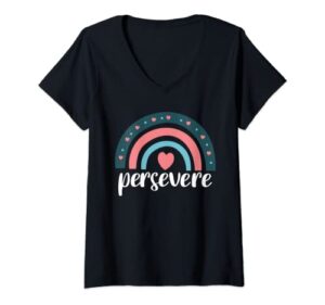 womens persevere inspirational uplifting positive v-neck t-shirt