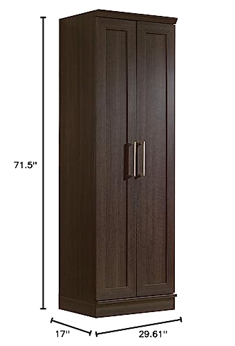 Sauder HomePlus Storage Cabinet, Dakota Oak Finish & 419496 Miscellaneous Storage Storage Cabinet, L: 29.375" x W: 16.125" x H: 71.125", Cinnamon Cherry Finish