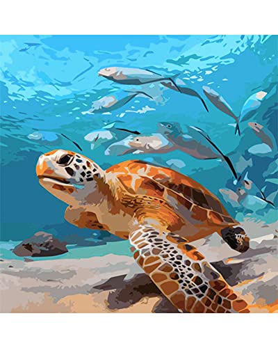 SNMUW Paint by Number for Adults, Sea Turtle Adult Paint by Number, Art Paint by Numbers for Beginner Kids, 16" x 16", Perfect for Gift Home Wall Decor