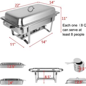 ROVSUN Chafing Dish Buffet Set,2 Round + 2 Rectangular Stainless Steel Chaffing Dishes Silver,Catering Warmer Set Food Warmer with Thick Stand Frame,Food Pans for Dinner Parties Buffets