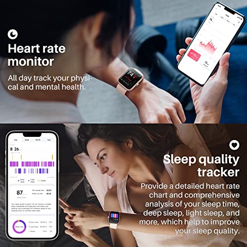 TOZO S2 44mm Smart Watch Alexa Built-in Fitness Tracker with Heart Rate and Blood Oxygen Monitor, Sleep Monitor 5ATM Waterproof HD Touchscreen for Men Women Compatible with iPhone&Android