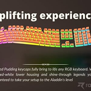 Ranked Pudding PBT Keycaps | 112 Double Shot Translucent ANSI US & ISO Layout | OEM Profile for RGB Mechanical Gaming Keyboard (Coral)