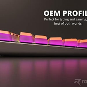 Ranked Pudding PBT Keycaps | 112 Double Shot Translucent ANSI US & ISO Layout | OEM Profile for RGB Mechanical Gaming Keyboard (Coral)