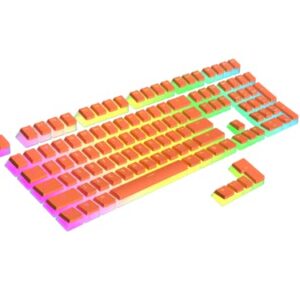 Ranked Pudding PBT Keycaps | 112 Double Shot Translucent ANSI US & ISO Layout | OEM Profile for RGB Mechanical Gaming Keyboard (Coral)