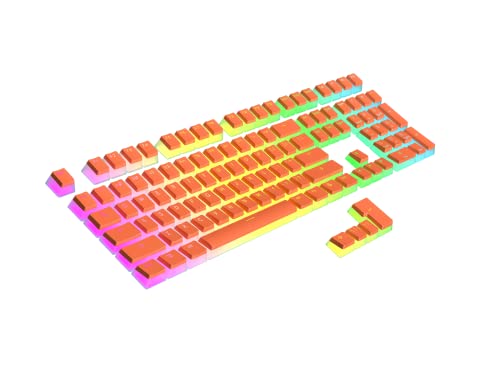 Ranked Pudding PBT Keycaps | 112 Double Shot Translucent ANSI US & ISO Layout | OEM Profile for RGB Mechanical Gaming Keyboard (Coral)