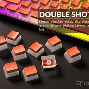 Ranked Pudding PBT Keycaps | 112 Double Shot Translucent ANSI US & ISO Layout | OEM Profile for RGB Mechanical Gaming Keyboard (Coral)