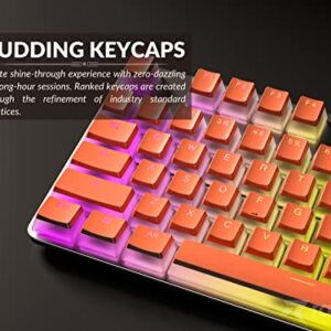 Ranked Pudding PBT Keycaps | 112 Double Shot Translucent ANSI US & ISO Layout | OEM Profile for RGB Mechanical Gaming Keyboard (Coral)