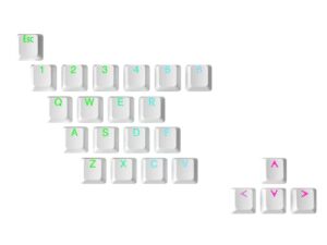 ranked rubber keycap set | double shot translucent | oem profile for mechanical gaming keyboard (white, 23 keys)