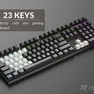 Ranked Rubber Keycap Set | Double Shot Translucent | OEM Profile for Mechanical Gaming Keyboard (White, 23 Keys)