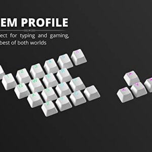 Ranked Rubber Keycap Set | Double Shot Translucent | OEM Profile for Mechanical Gaming Keyboard (White, 23 Keys)