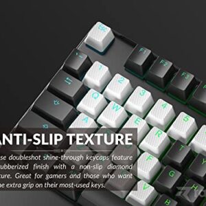 Ranked Rubber Keycap Set | Double Shot Translucent | OEM Profile for Mechanical Gaming Keyboard (White, 23 Keys)