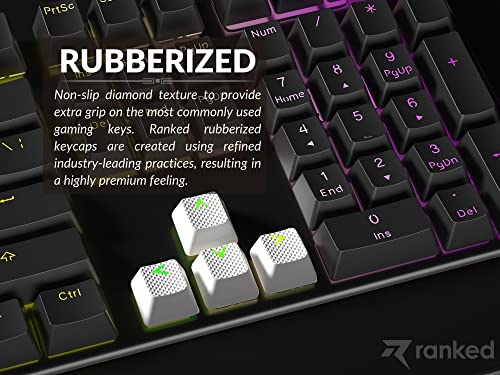 Ranked Rubber Keycap Set | Double Shot Translucent | OEM Profile for Mechanical Gaming Keyboard (White, 23 Keys)