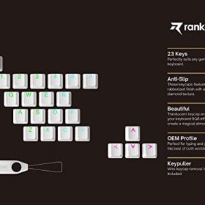 Ranked Rubber Keycap Set | Double Shot Translucent | OEM Profile for Mechanical Gaming Keyboard (White, 23 Keys)