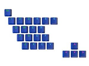 ranked rubber keycap set | double shot translucent | oem profile for mechanical gaming keyboard (dark blue, 23 keys)