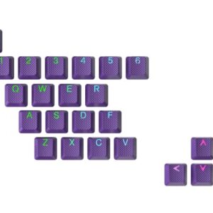 Ranked Rubber Keycap Set | Double Shot Translucent | OEM Profile for Mechanical Gaming Keyboard (Dark Purple, 23 Keys)