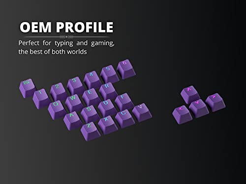 Ranked Rubber Keycap Set | Double Shot Translucent | OEM Profile for Mechanical Gaming Keyboard (Dark Purple, 23 Keys)