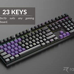 Ranked Rubber Keycap Set | Double Shot Translucent | OEM Profile for Mechanical Gaming Keyboard (Dark Purple, 23 Keys)