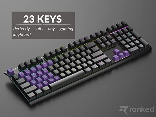 Ranked Rubber Keycap Set | Double Shot Translucent | OEM Profile for Mechanical Gaming Keyboard (Dark Purple, 23 Keys)