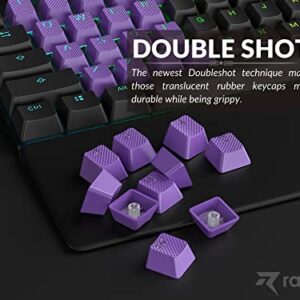 Ranked Rubber Keycap Set | Double Shot Translucent | OEM Profile for Mechanical Gaming Keyboard (Dark Purple, 23 Keys)