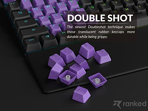 Ranked Rubber Keycap Set | Double Shot Translucent | OEM Profile for Mechanical Gaming Keyboard (Dark Purple, 23 Keys)