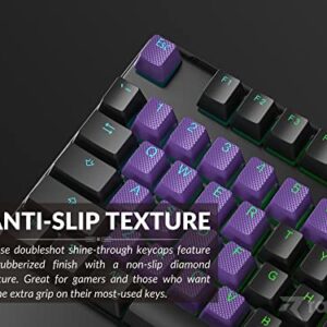 Ranked Rubber Keycap Set | Double Shot Translucent | OEM Profile for Mechanical Gaming Keyboard (Dark Purple, 23 Keys)