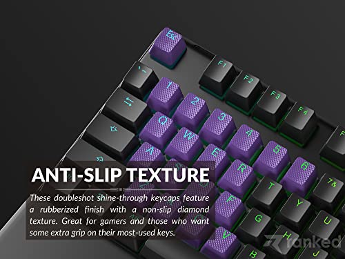 Ranked Rubber Keycap Set | Double Shot Translucent | OEM Profile for Mechanical Gaming Keyboard (Dark Purple, 23 Keys)