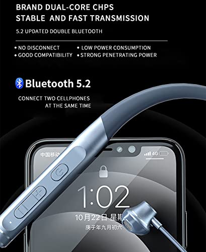 Neckband Bluetooth Headphones Wireless Earbuds with Microphone Flashlight Around the Neck Waterproof Sport Headset Noise Cancelling Ear Buds 120H Playtime for Running Cycling Cell Phone Android iOS